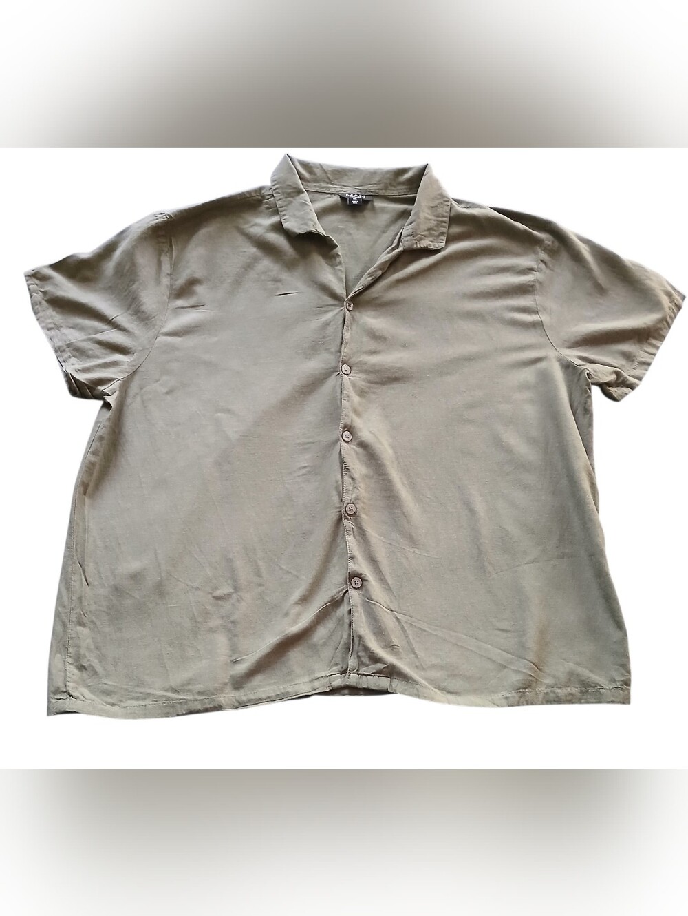 BoohooMAN Men's, Size 3XL, Short Sleeve Casual Button-Down Shirt - Olive Green